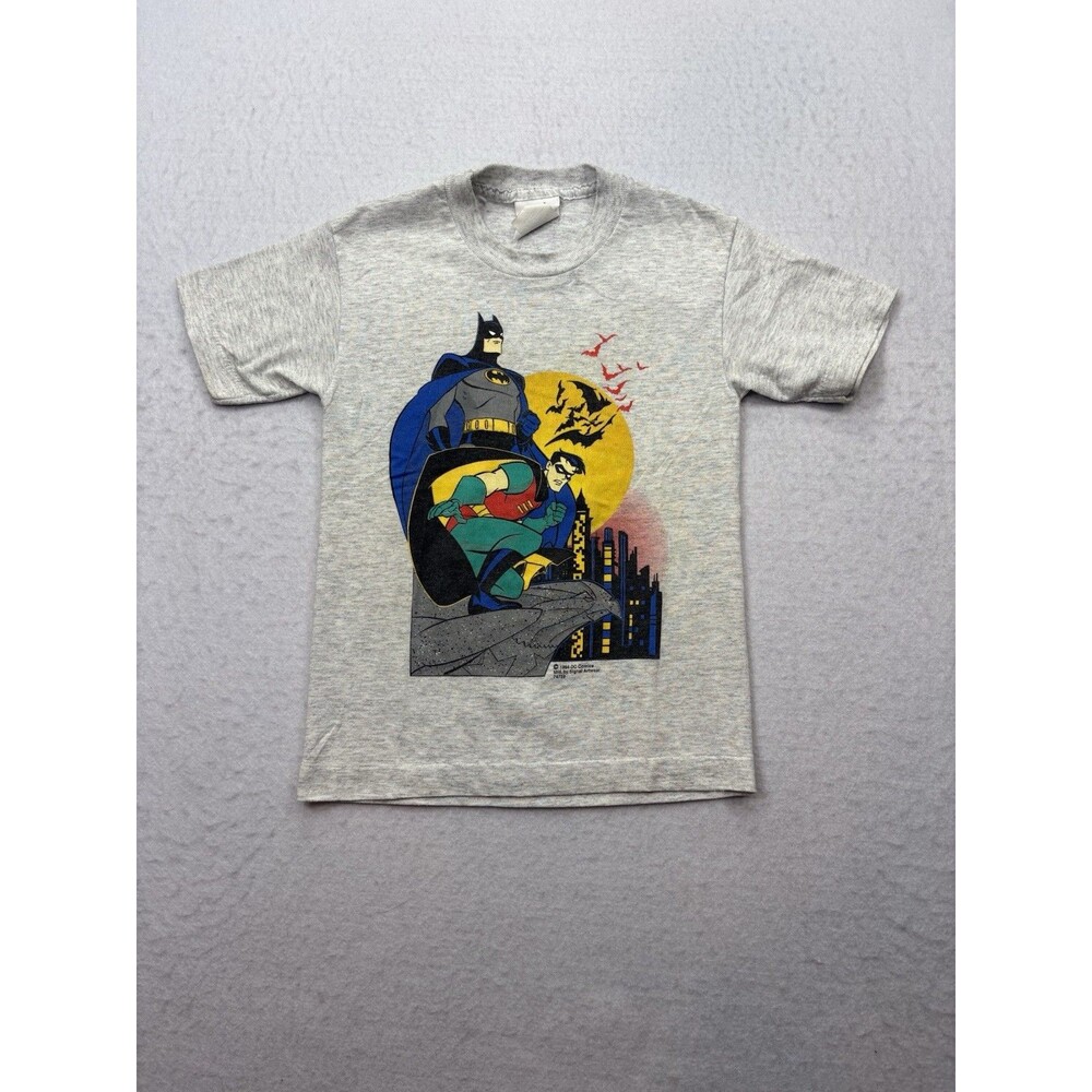 Vintage 1994 Batman Robin Shirt Youth 7 Signal Artwear Single Stitch USA Gray